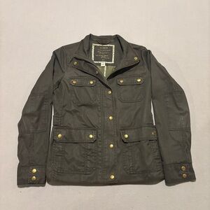 J Crew Mercantile Resin Coated Twill Field Jacket Womens Olive Green Size Small